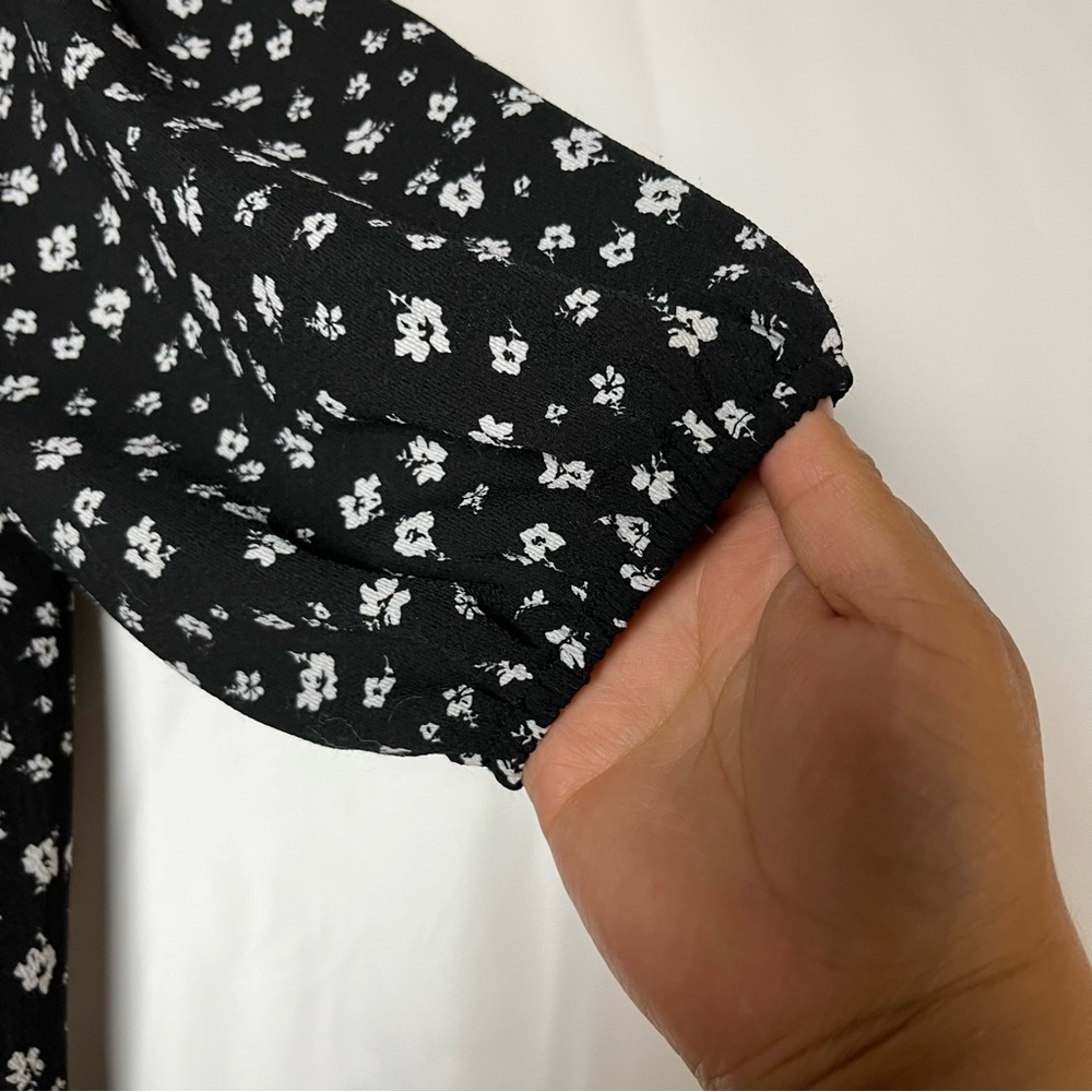 DIBIDED H&M women 3/4 sleeve black white‎ floral mini dress size XSmall - Picture 11 of 15